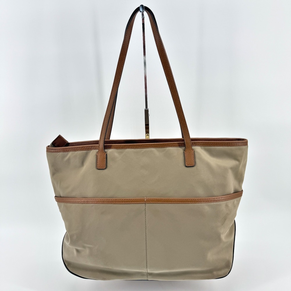 Michael Kors Dusk Kempton Medium Tote Bag‎ Khaki Nylon Leather Trim Gold Logo - Picture 4 of 16